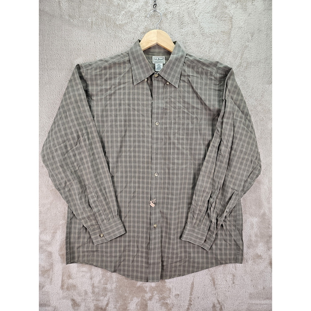 L.L.Bean Button-down Shirt 100% Cotton Plaid Pattern Long Sleeve Size L